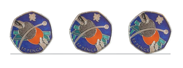 Figure 1: Rolling a 50p on a flat surface. The uppermost part of the coin remains a fixed height above the surface. Following [1] courtesy of Mr Brushwood