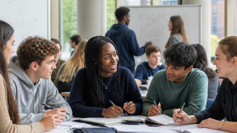 A group of students sitting around a table