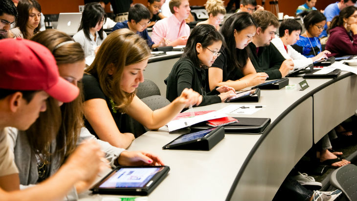 students working on tablets