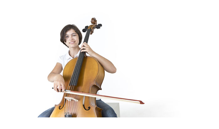 Smiling cello player