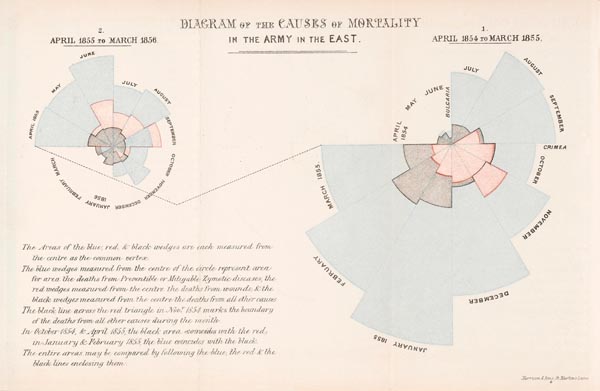 Figure 1 Florence Nightingale's radial area plot depicting the cause of death