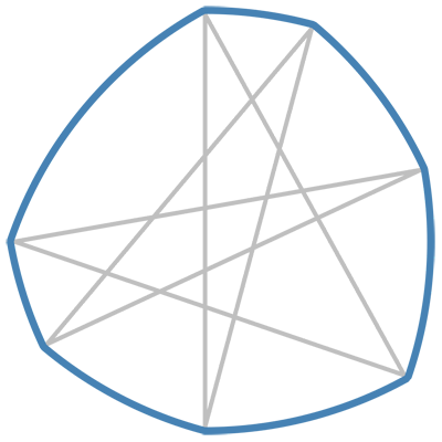 Figure 6: An example of an irregular Reuleaux octagon constructed using Gardner's cross-lines method. LEMeZza|CC BY-SA 3.0