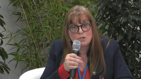 Martine Barons speaking at a Met Office COP26 event