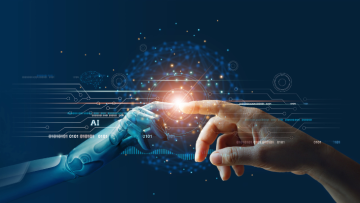 robot hand and human hand