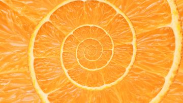 Orange infinity spiral abstract background