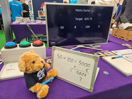 James the teddy trying out numeracy-based STEM game